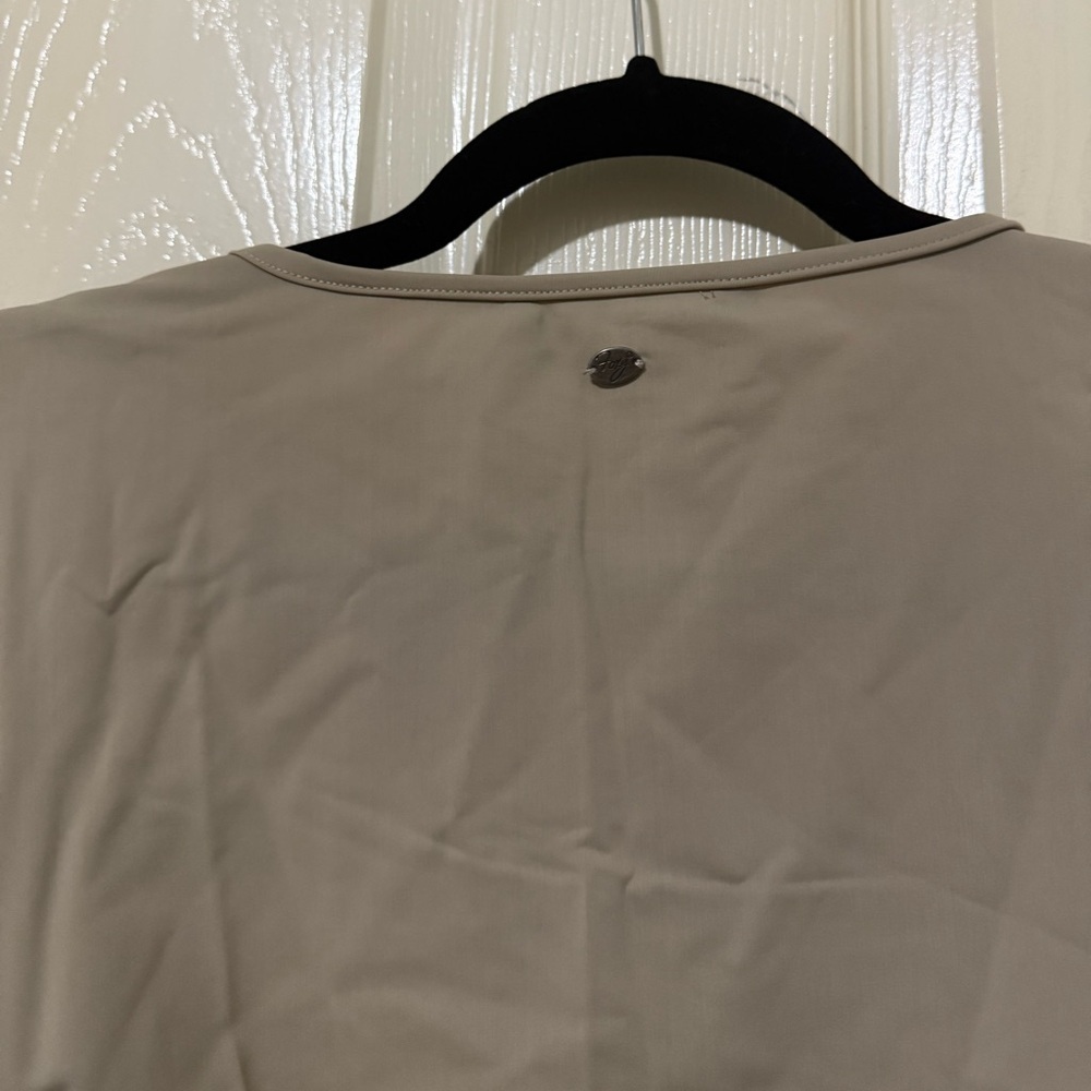 Foxy Jeans Taupe Ruched Square Neck Long Sleeve Top | Size S - Picture 12 of 12